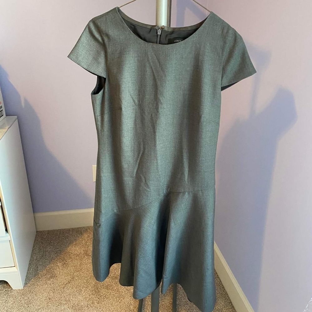 JCrew Grey dress with asymmetrical skirt